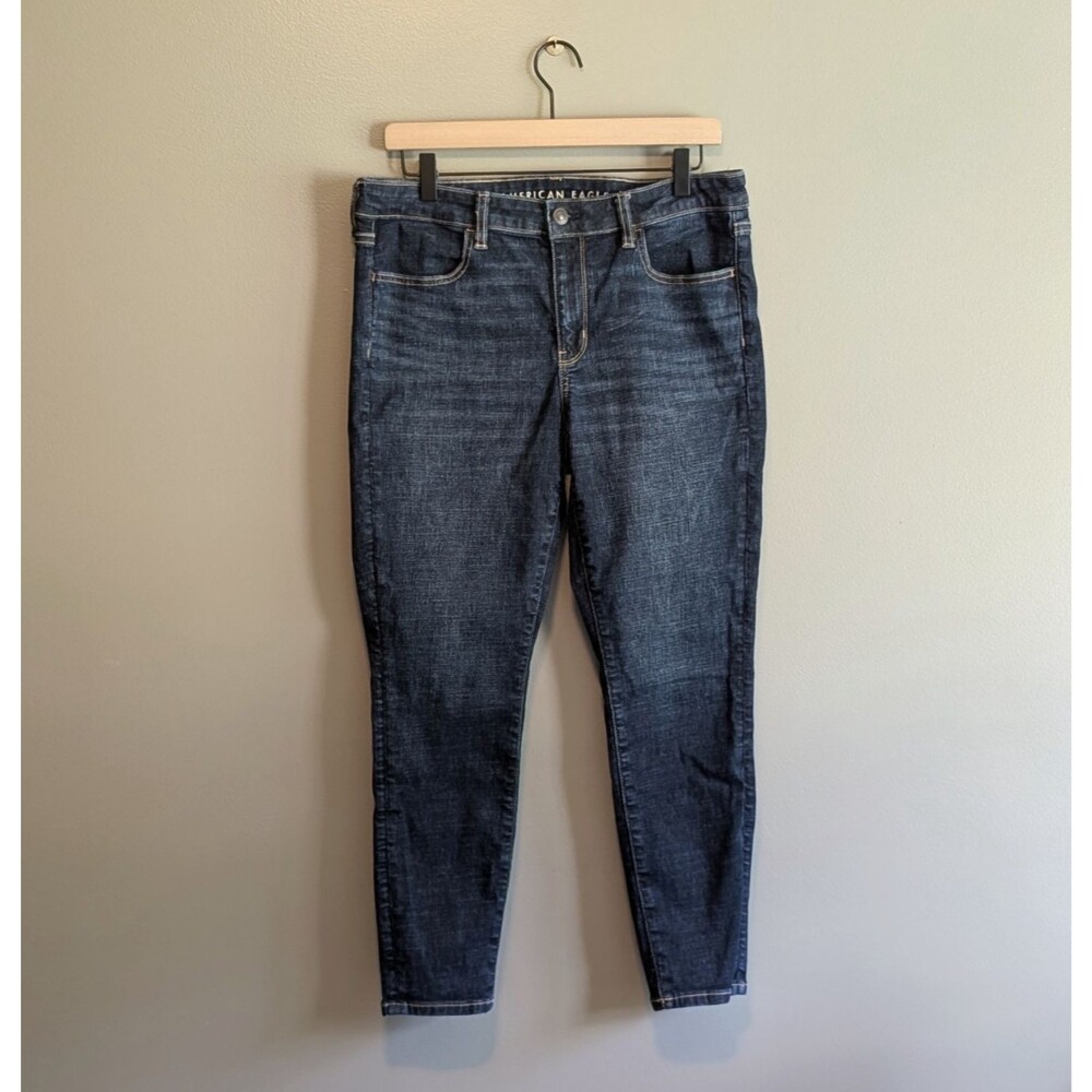 American Eagle Womens 12 Short Mid Rise Jegging Jeans Dark Wash Stretch Pants